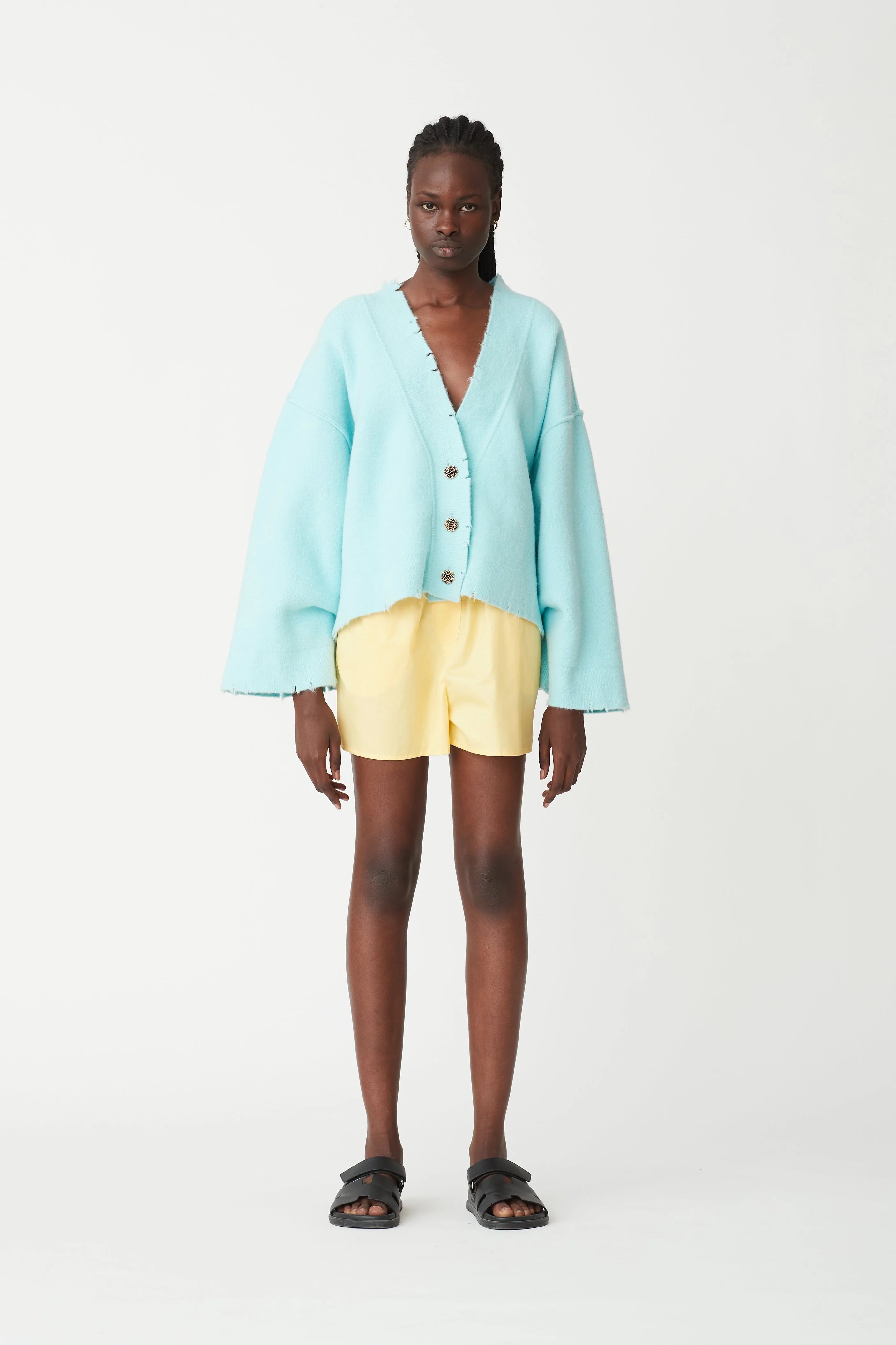 BLANCA PEPA CARDIGAN - TURQUOISE Toggled Drawstring Belted