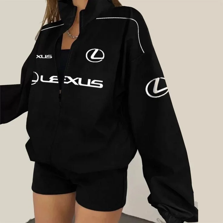 New Vintage Lexus Embroidery Racing Jacket | Retro Motorsports Racer Jacket Fashion Apparels Collared Jacket Crew Neck Jacket Turtle Neck Jacket