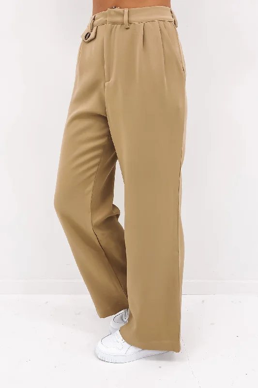 Mayra Pant Camel Trendy Wide-Leg Pants