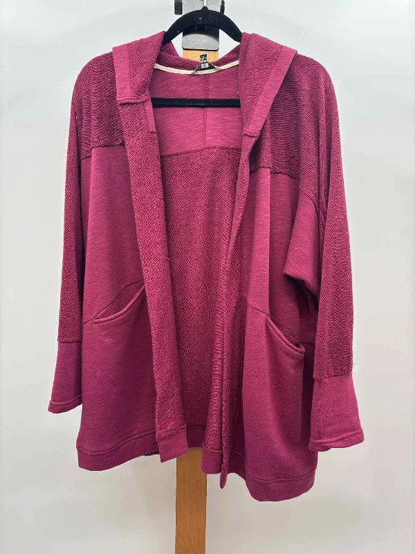 Yak & Yeti Women's Size S Magenta Solid Cardigan Real Fur Shearling Chenille