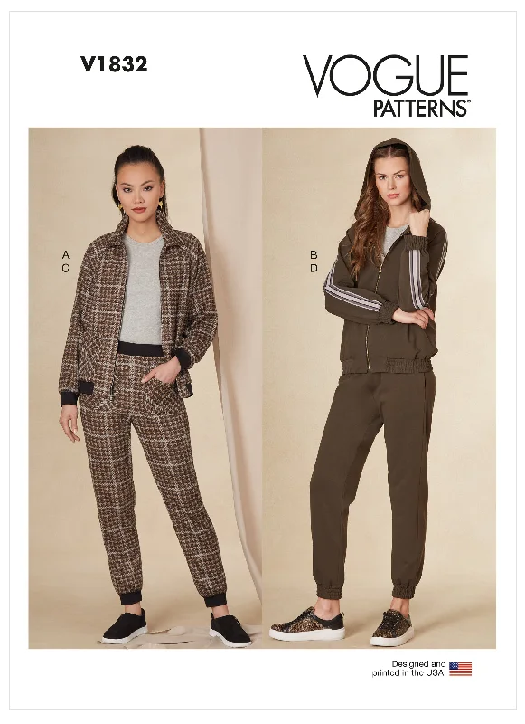 Vogue Pattern V1832  Misses' and Misses' Petite Jacket and Pants Toggled Jacket Drawstring Jacket Belted Jacket