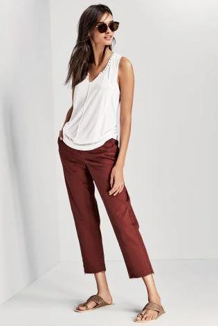 Next Womens Rust Wash Chinos Trousers Trousers Pleated Formal