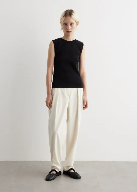 Double Pleat Tailored Trousers Trousers Mesh Breathable