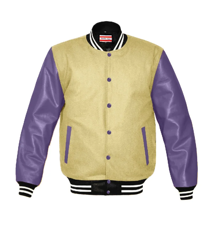 Original American Varsity Real Purple Leather Letterman College Baseball Women Wool Jackets #PRSL-WSTR-PRB-BBand Denim Jacket Leather Jacket Suede Jacket