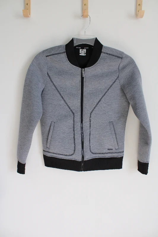 RBX Gray Zip Up Structured Jacket | S Oversized Jacket Tailored Jacket Straight Jacket