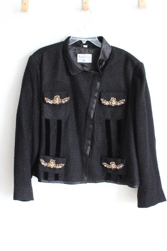 Pamela McCoy Black Beaded Jacket | 3X Chenille Fabric Brocade Fabric Lace Fabric