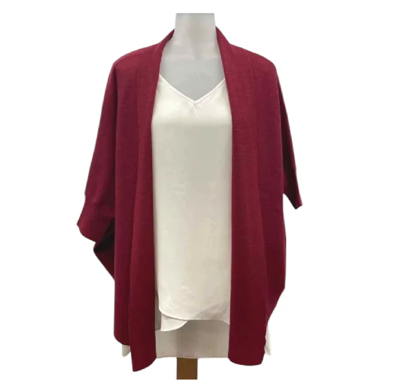 Eileen Fisher Women's Size L maroon Solid Cardigan Spandex Rayon Corduroy