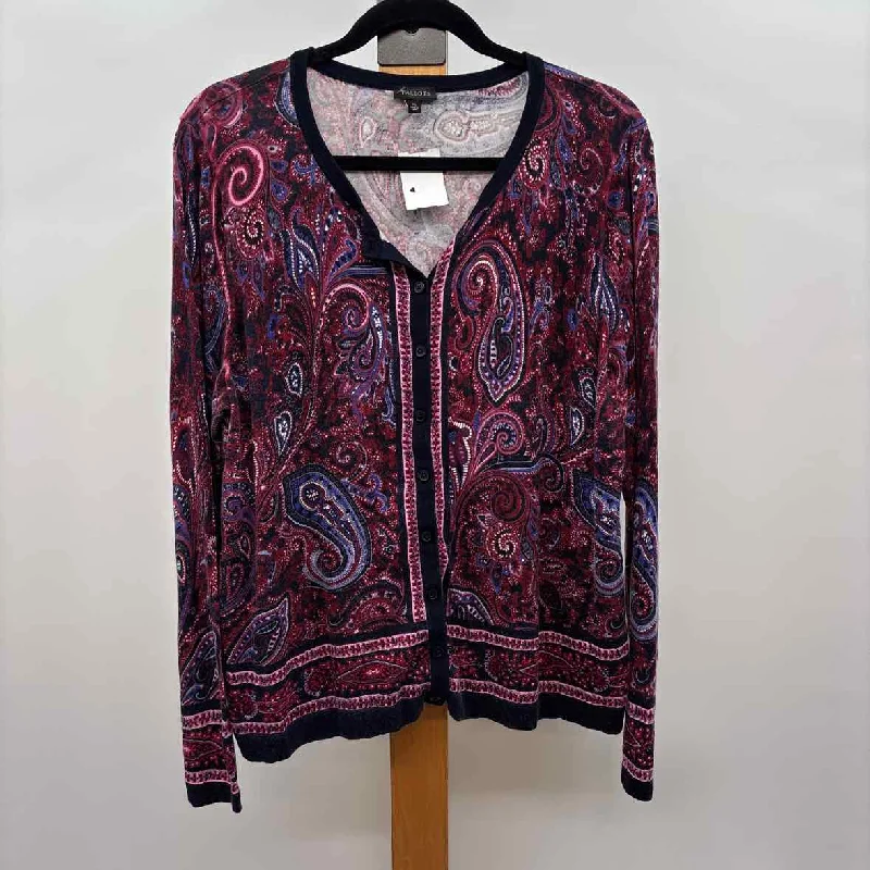 Talbots Women's Size XL Red Paisley Cardigan Modern Contemporary chic