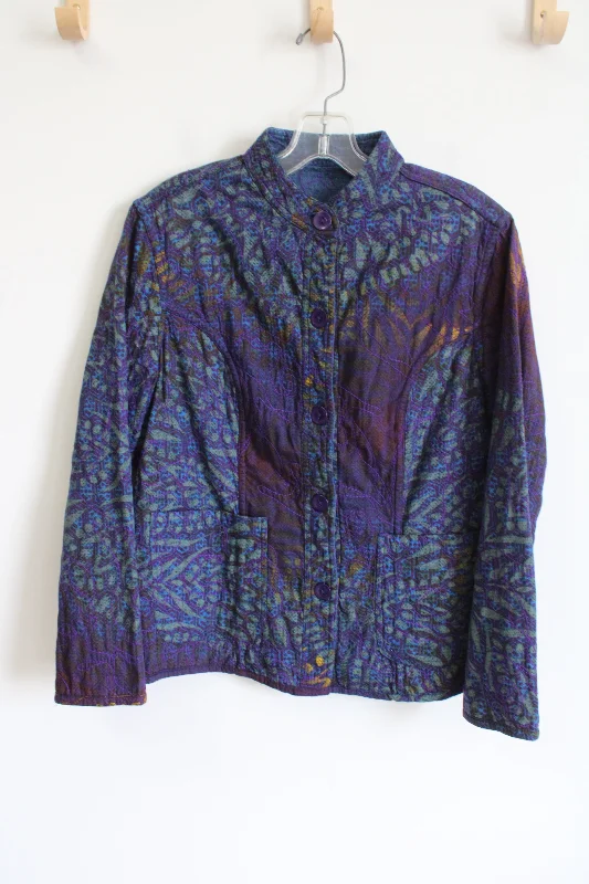 Casual Studio Purple Embroidered Jacket | S Nylon Fabric Polyester Fabric Spandex Fabric