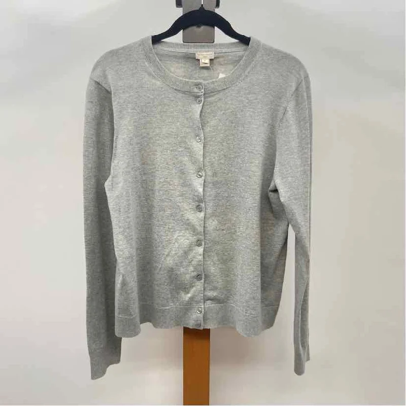 J Crew Women's Size XL Gray Solid Cardigan Lightweight Heavyweight Midweight