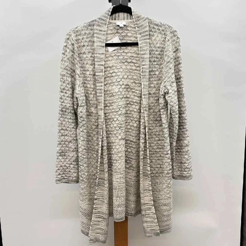 JJill Women's Size M Cream Heathered Cardigan Thin Thick Dense