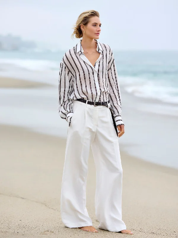 Wide Leg Pleated Pant High-Waist Trousers