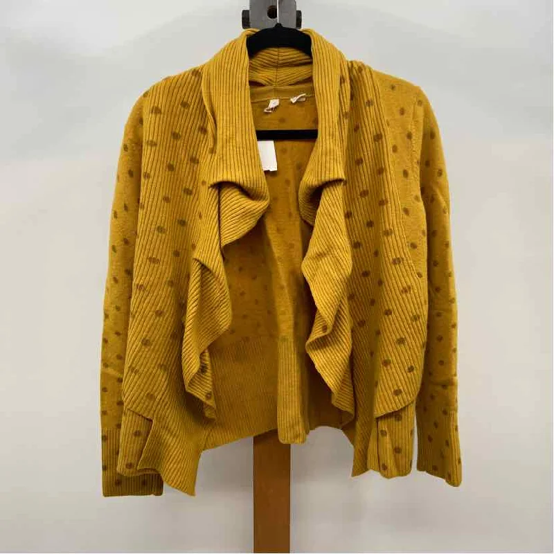 Moth Women's Size XL Mustard Yellow dotted Cardigan Zippered Buttoned Snapped