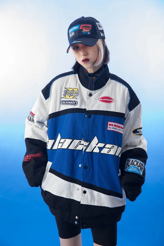 Buy New Vintage Blackair Racer Jacket | Turbo Retro Oversized Motosports Racing Jacket For Women Herringbone Jacket Checkered Jacket Solid Jacket