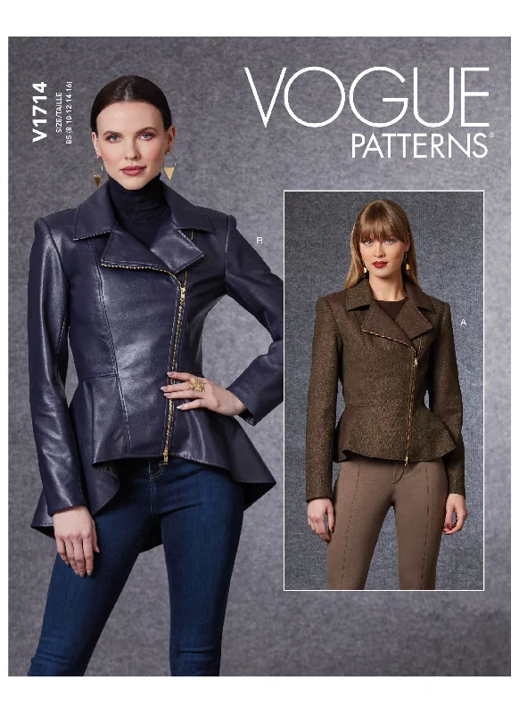 Vogue Pattern V1714 Misses' Jacket Print Jacket Jacquard Jacket Patchwork Jacket