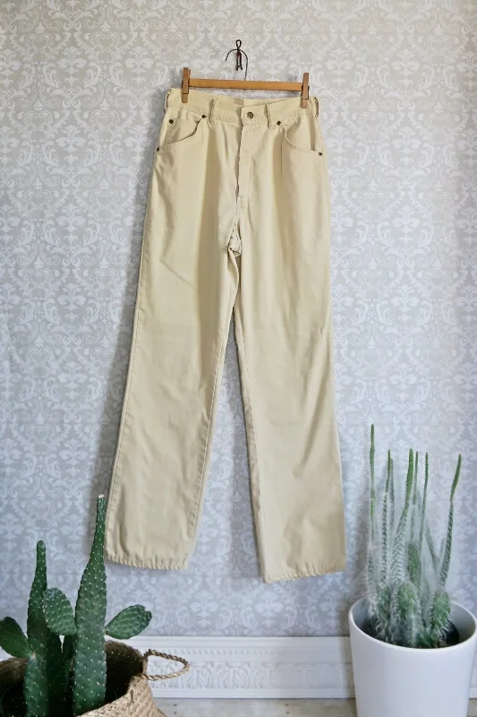 Vintage French Cream  High Rise Pants Comfy Cargo Trousers