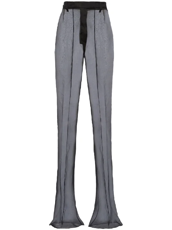 semi-sheer flared trousers Trousers Denim Blue