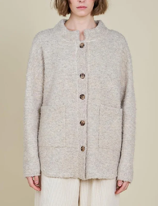 Boucle Cardigan in Oat Soft Cozy Warm