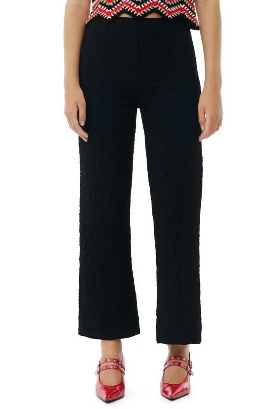 Textured Cropped Pants Casual Drawstring Pants