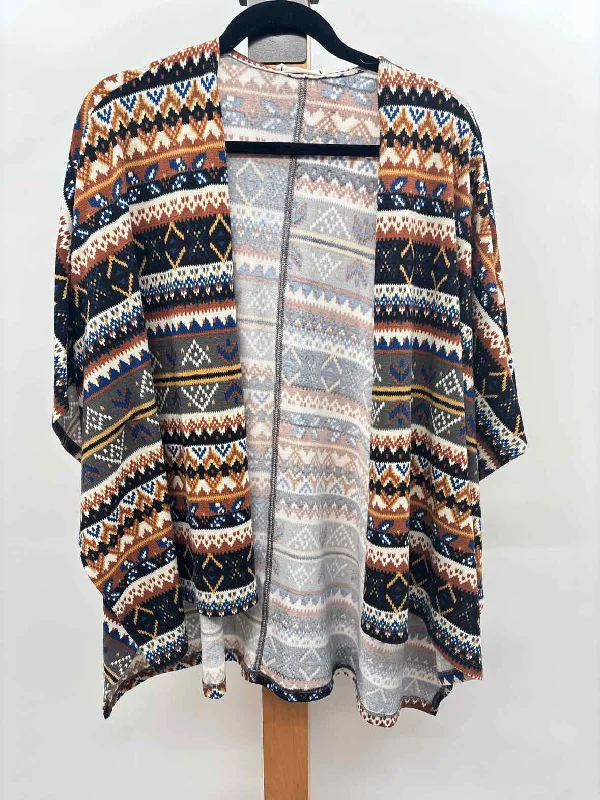 Lush Women's Size One Size Brown Abstract Cardigan Handmade Hand-knitted Hand-woven