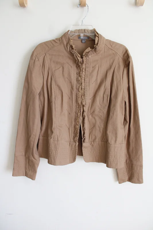 Apt.9 Stretch Brown Jacket | L Denim Fabric Leather Fabric Suede Fabric