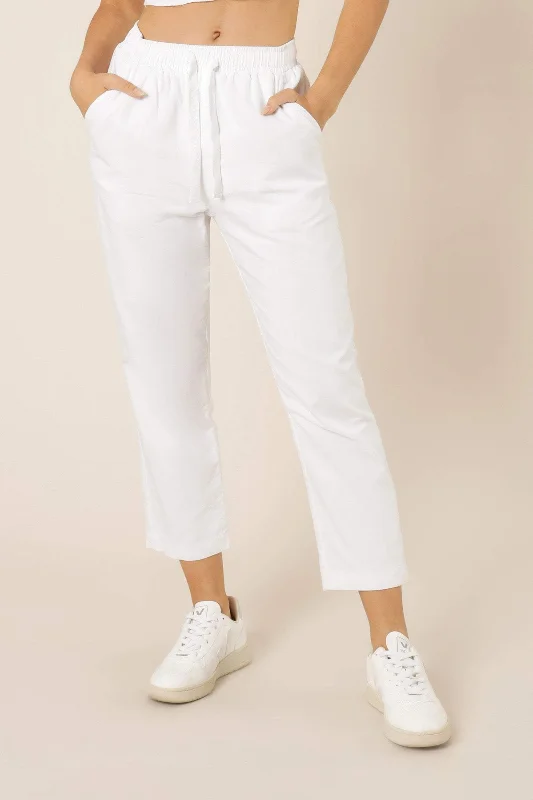 NUDE LUCY CLASSIC LINEN PANT - WHITE Soft Sweatpants Style