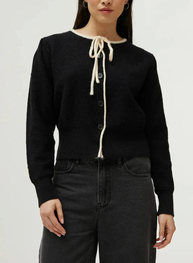 Chloe Cardigan in Black Mesh Cardigan Canvas Denim