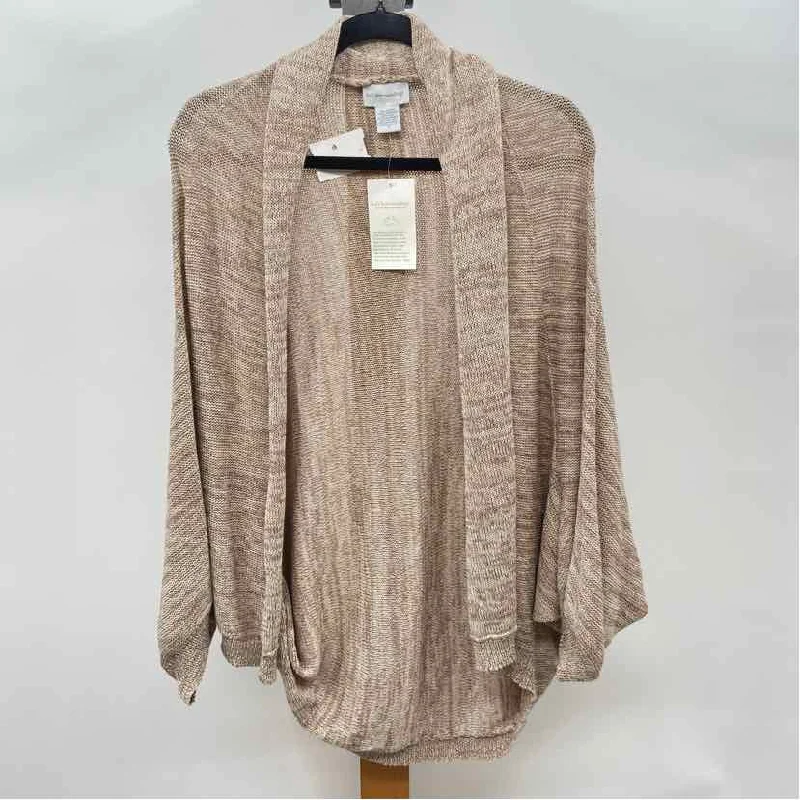 Soft Surroundings Women's Size 2X Tan Heathered Cardigan Zippered Front Buttoned Front Snap Front