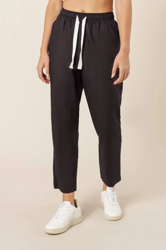 NUDE LUCY CLASSIC LINEN PANT - BLACK Fashionable Track Pants