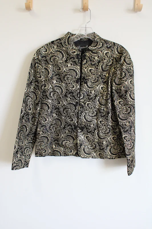 Courtwell Black Gold Paisley Jacket | L Petite Quilted Jacket Puffer Jacket Insulated Jacket