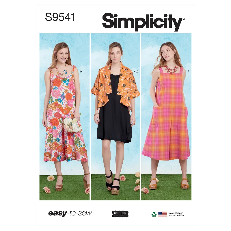 Simplicity SS9541 Miss Jumpsuit, Dress, Jacket Hoodie Zip-Up Jacket Button-Up Jacket