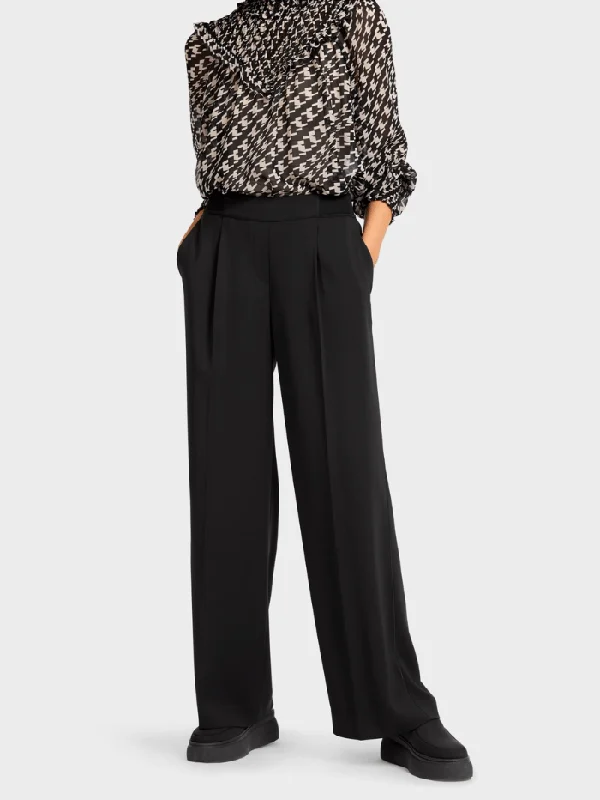 Marc Cain Collections Black Wide Leg Trousers UC 81.19 W56 COL 900 Trousers sophisticated sleek