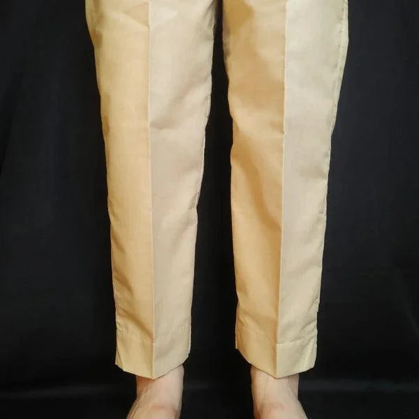 Basic Beige Trouser Cropped Trousers Casual Linen