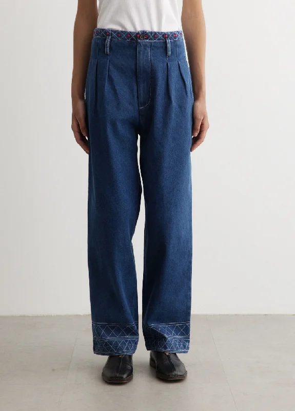 Embroidered Denim Murray Trousers Trousers Essential Wardrobe