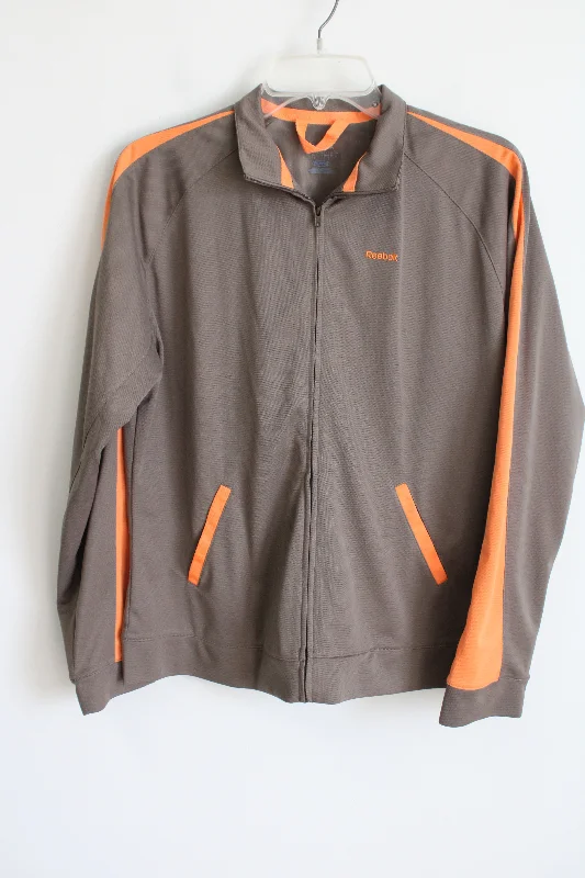 Reebok Brown & Orange Light Jacket | L Welt Pockets Slit Pockets Flap Pockets