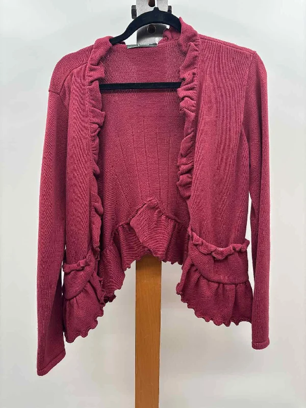 Willow Women's Size S Mauve Solid Cardigan Patchwork Embroidered Appliqued