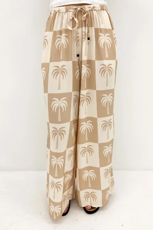 Kaleb Pant Latte Palm Chic Slim Fit Pants