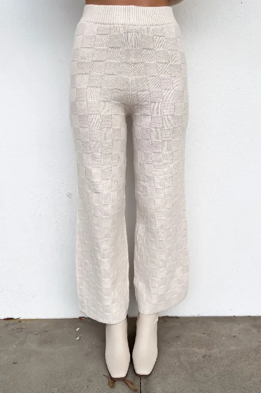 Eleanor Knit Pant Cream Stretch Fit Pants