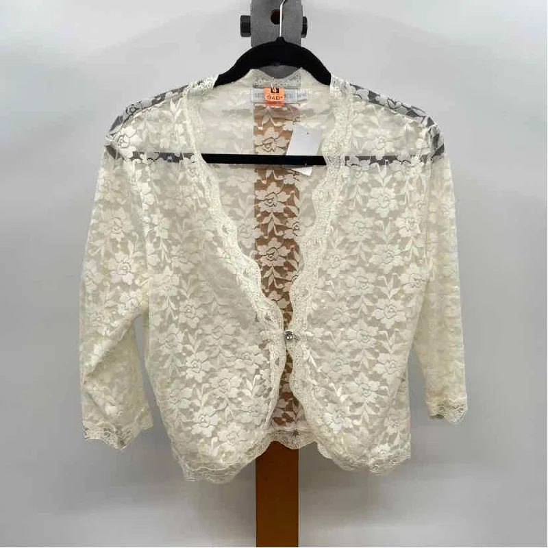 Beta's Choice Women's Size M Cream Lace Cardigan Plaid Cardigan Polka Dot Checkered