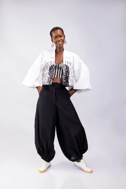 ATTO TETTEH Bambi Black Balloon Pants Wide-Legged Palazzos