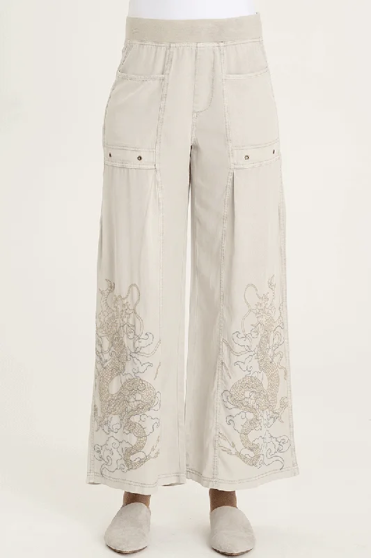 XCVI Pheodora Embroidered Pant Stylish Paperbag Waist Pants