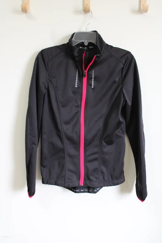 Crivit Black & Pink Zip Up Athletic Jacket | S Nylon Jacket Polyester Jacket Spandex Jacket