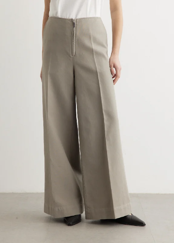 Zip Front Wide Trousers Trousers chic fashionable