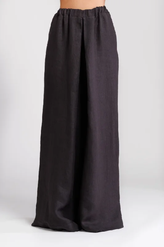 Palazzo trousers in black hemp Trousers Flared Retro