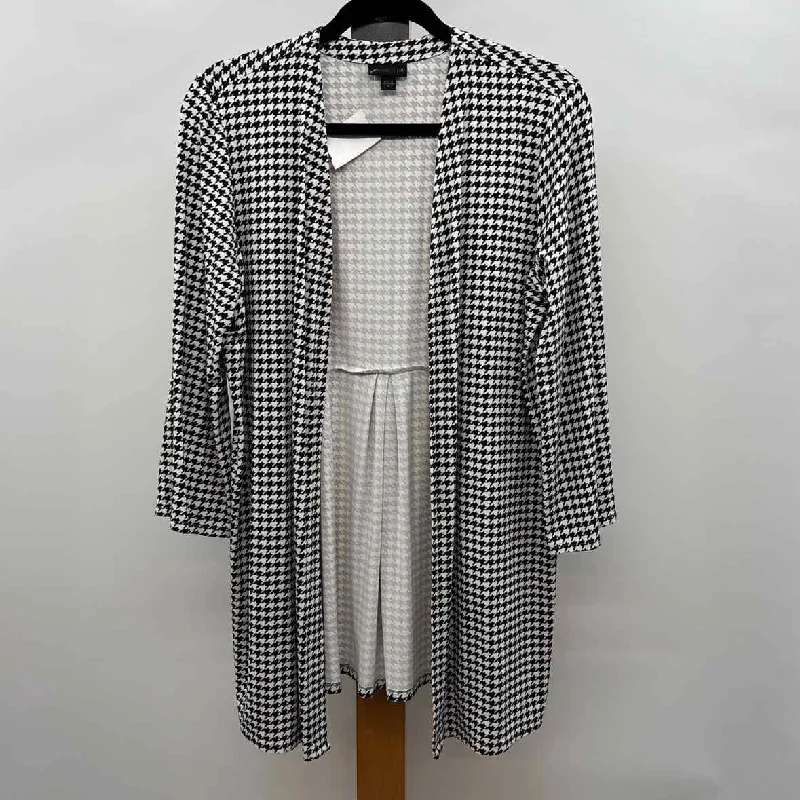 JJill Women's Size M White Houndstooth Cardigan Elegant Classic Vintage