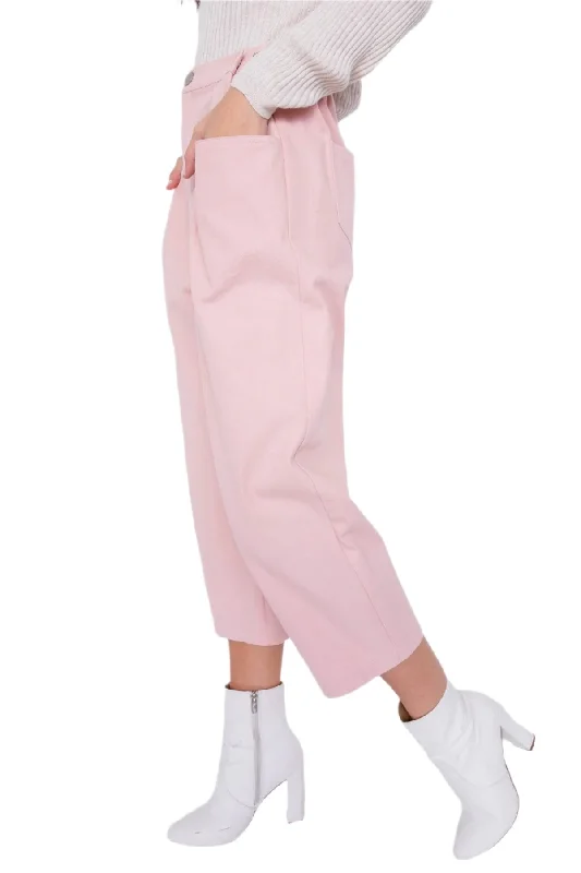 Pastel Chic Ankle Wide Leg Adjustable Waist Pants Trendy High-Waist Trousers