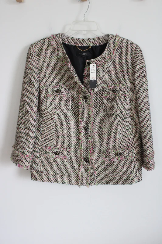 NEW Talbots Pink Green Tweed Jacket | 16 Nylon Fabric Polyester Fabric Spandex Fabric