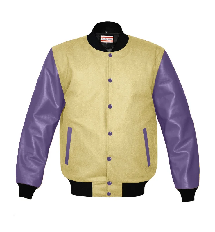 Original American Varsity Real Purple Leather Letterman College Baseball Women Wool Jackets #PRSL-BSTR-PRB-Bband Wool Jacket Cashmere Jacket Tweed Jacket