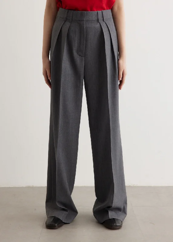 Wide Leg Double Pleated Trousers Trousers Yoga Stretchy