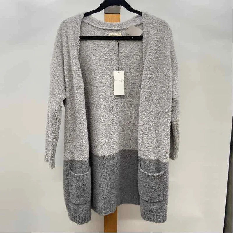 Thread & Supply Women's Size One Size Gray Fuzzy Cardigan Crew Neck V-Neck Turtle Neck